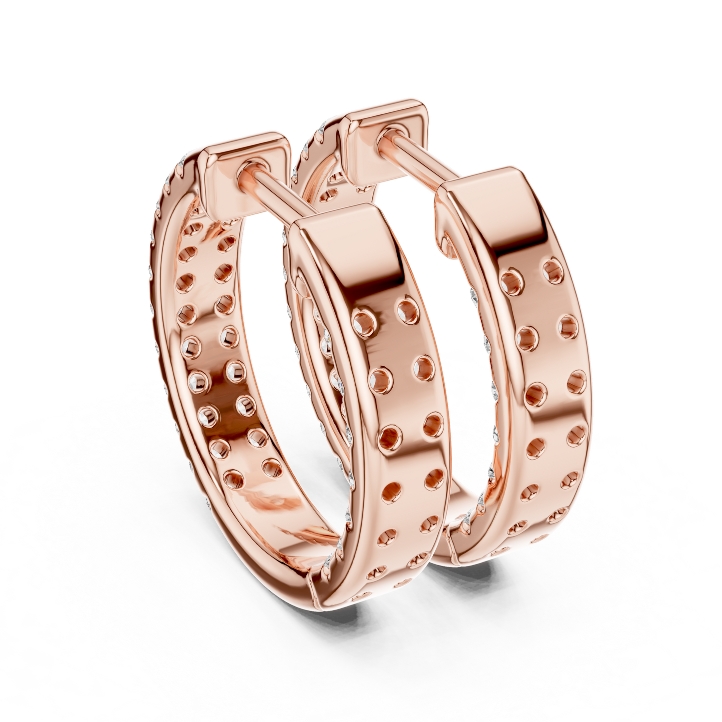 Royal Band Lab Diamond Earrings – Dazzling Gold Grid Style for Glam Looks