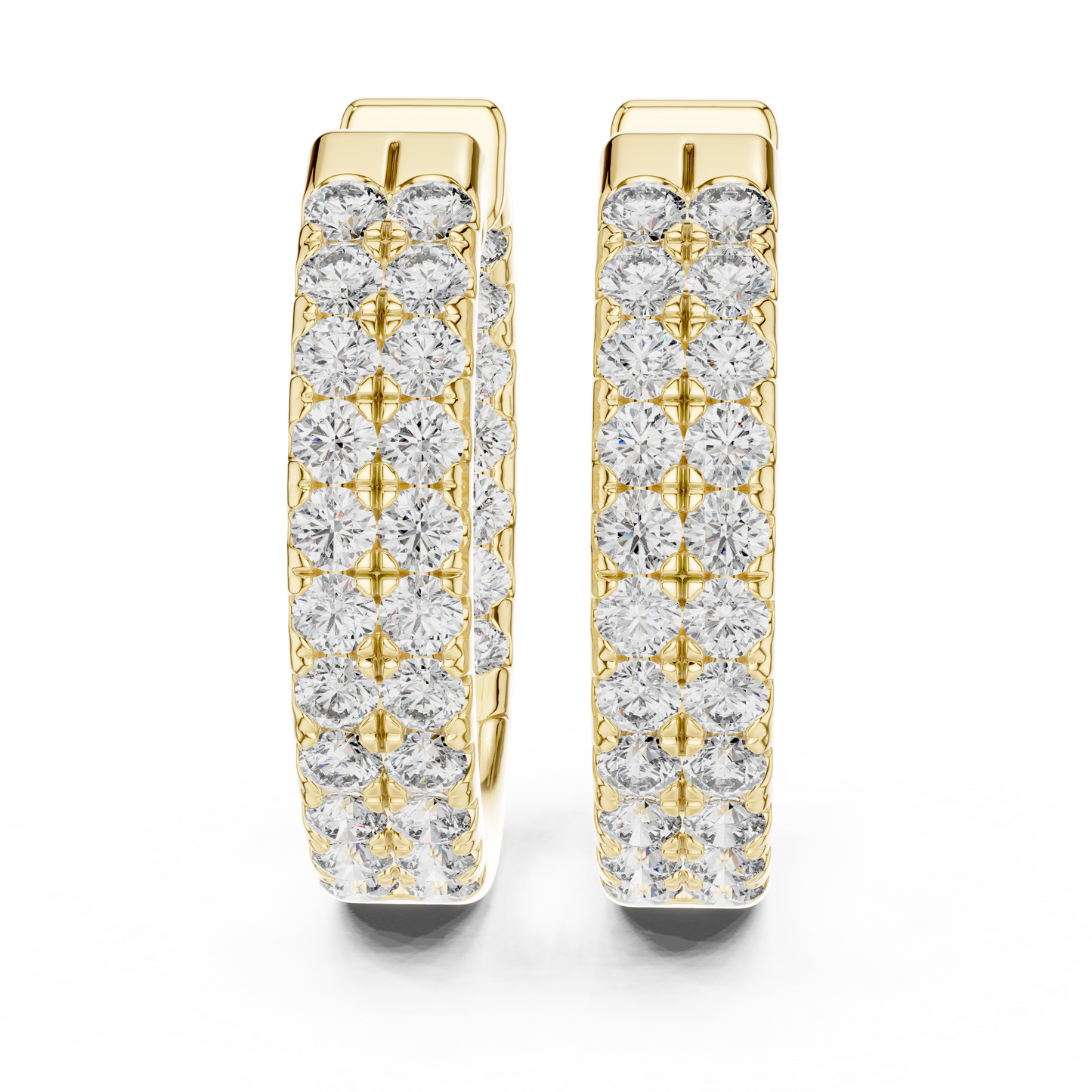 Royal Band Lab Diamond Earrings – Dazzling Gold Grid Style for Glam Looks