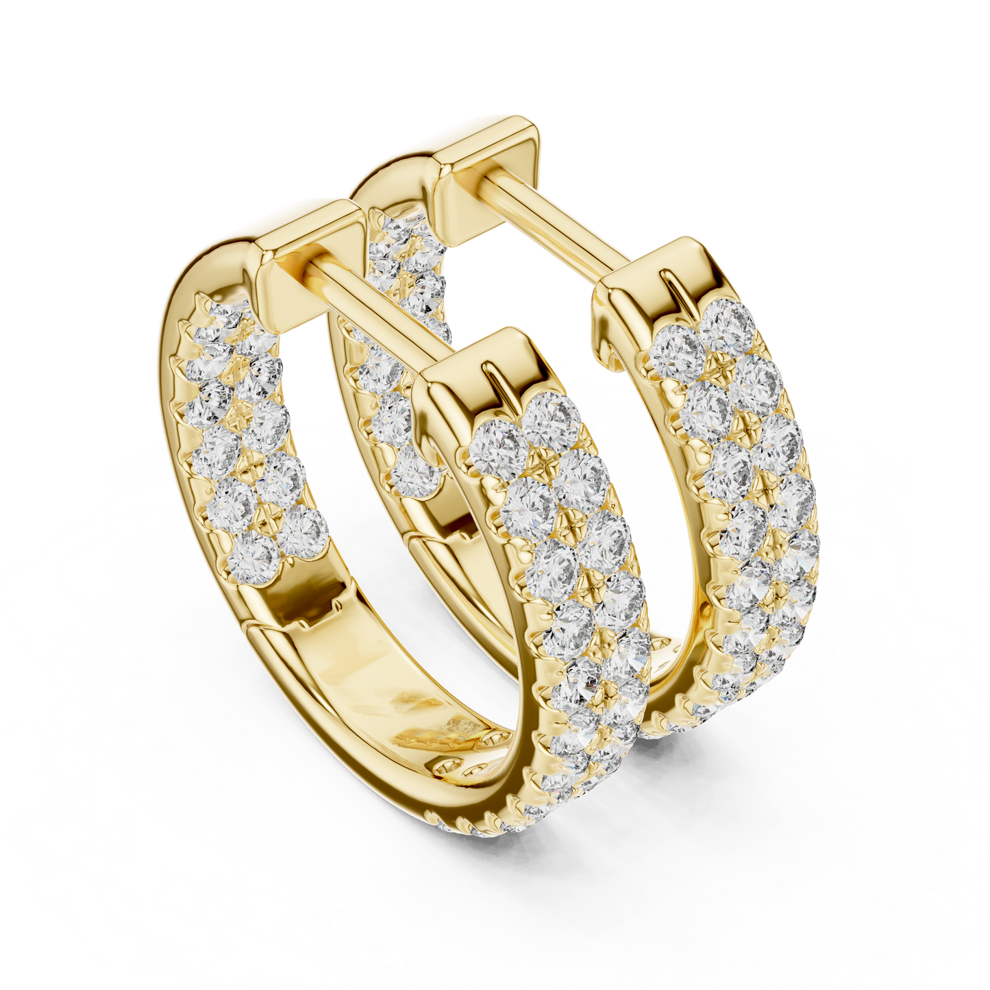 Royal Band Lab Diamond Earrings – Dazzling Gold Grid Style for Glam Looks