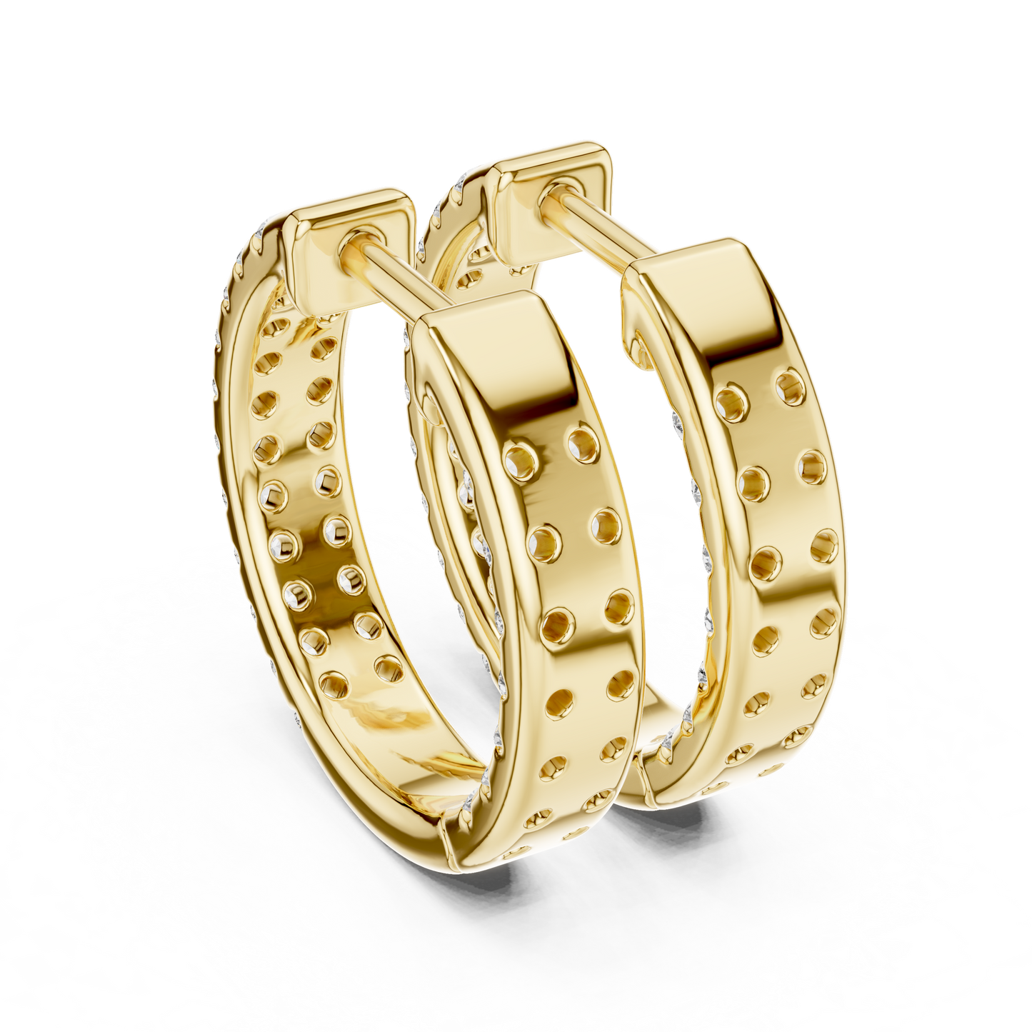 Royal Band Lab Diamond Earrings – Dazzling Gold Grid Style for Glam Looks