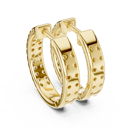 Royal Band Lab Diamond Earrings – Dazzling Gold Grid Style for Glam Looks