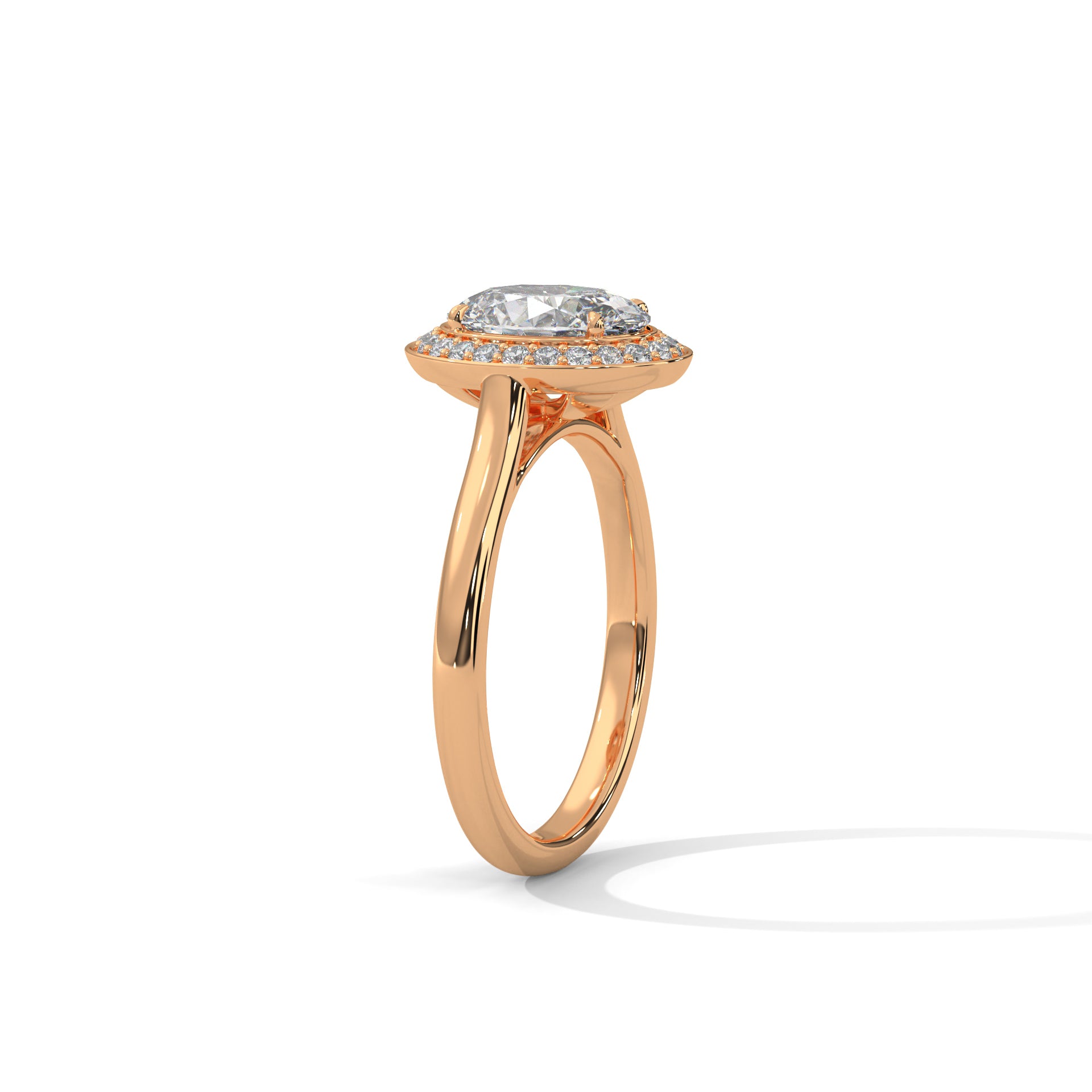 2 Carat Oval Cut Solitaire Lab Diamond Halo Engagement Ring