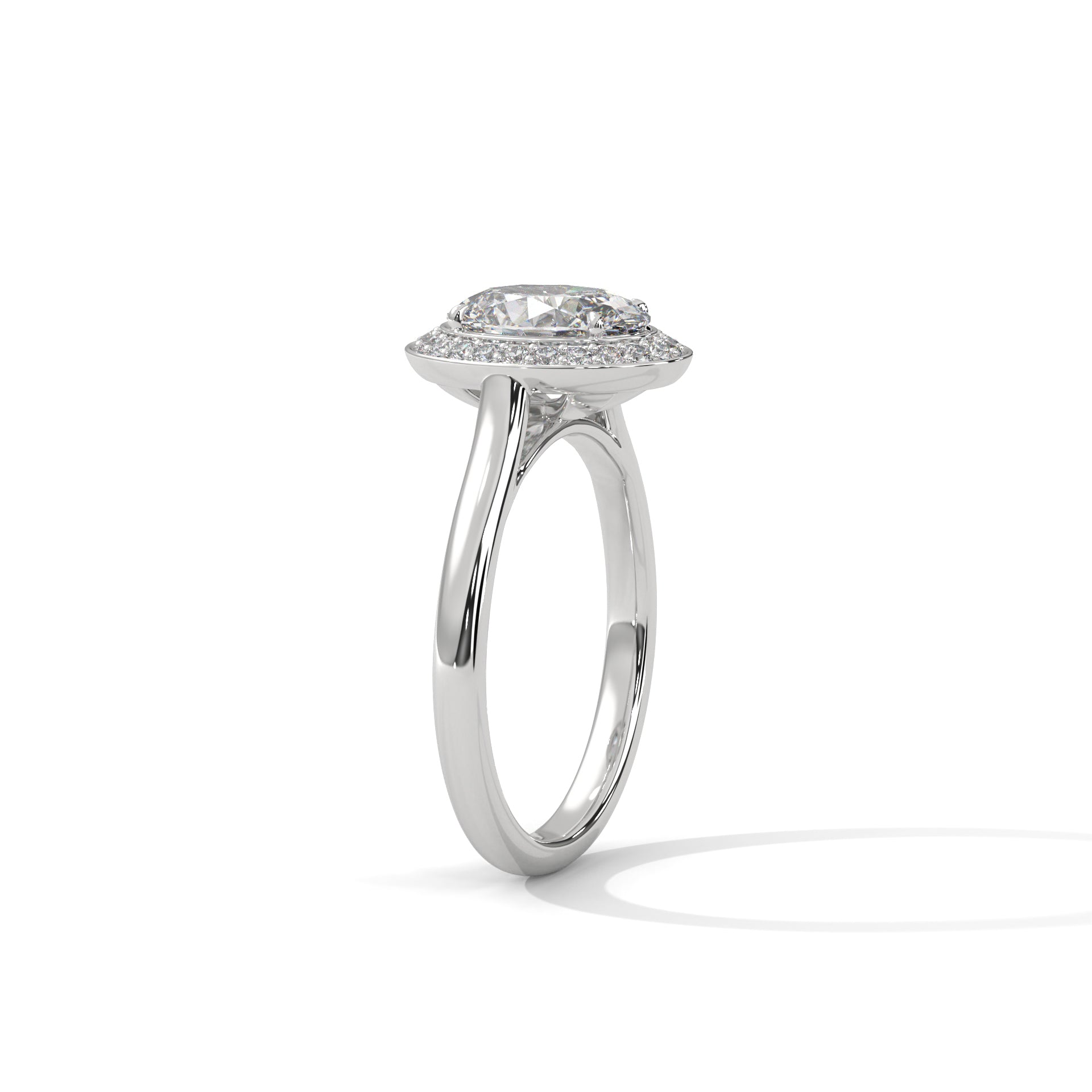 2 Carat Oval Cut Solitaire Lab Diamond Halo Engagement Ring