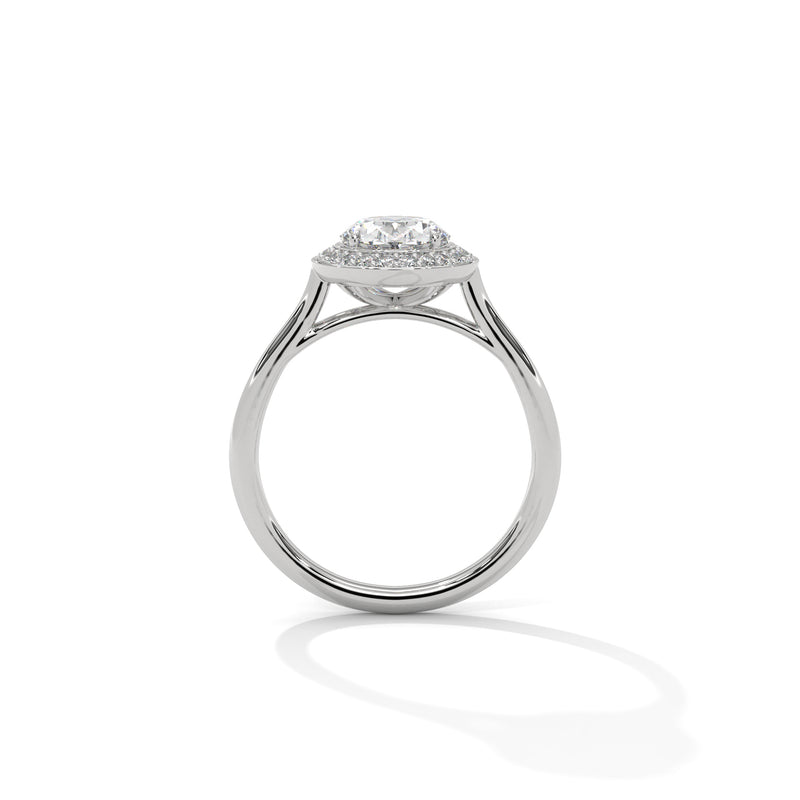 2 Carat Oval Cut Solitaire Lab Diamond Halo Engagement Ring
