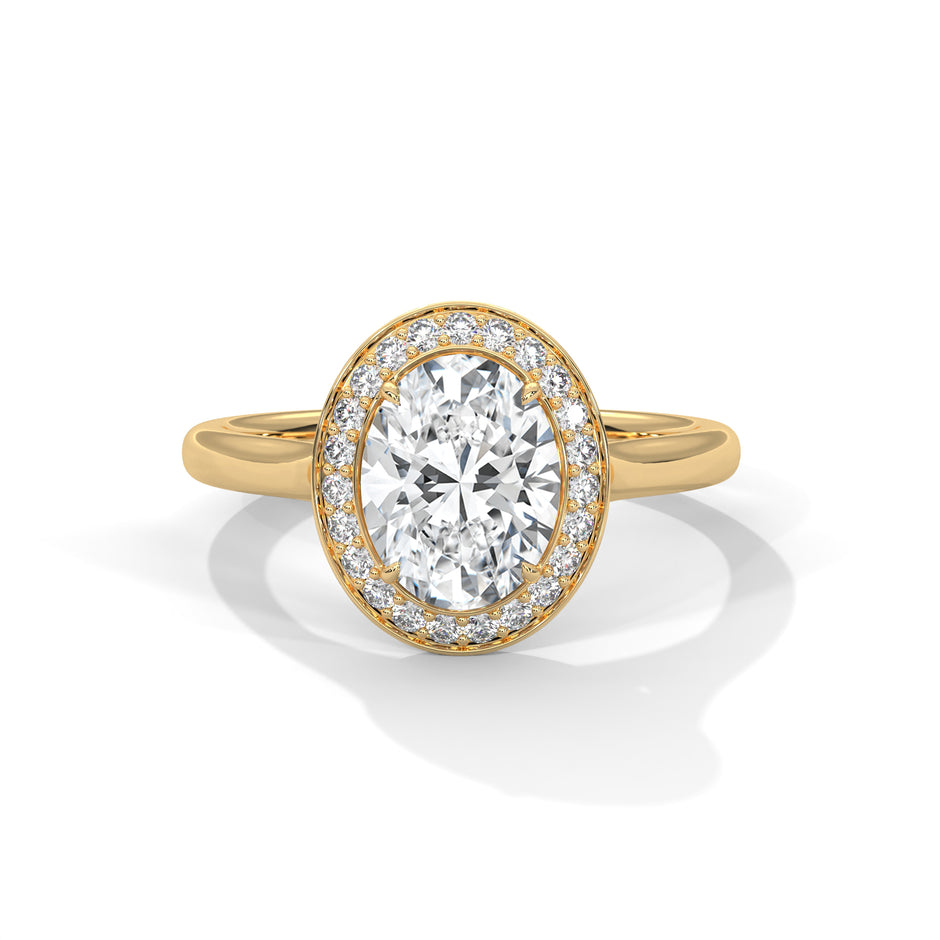 2 Carat Oval Cut Solitaire Lab Diamond Halo Engagement Ring