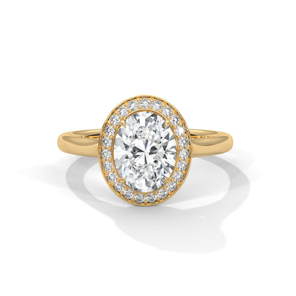 2 Carat Oval Cut Solitaire Lab Diamond Halo Engagement Ring
