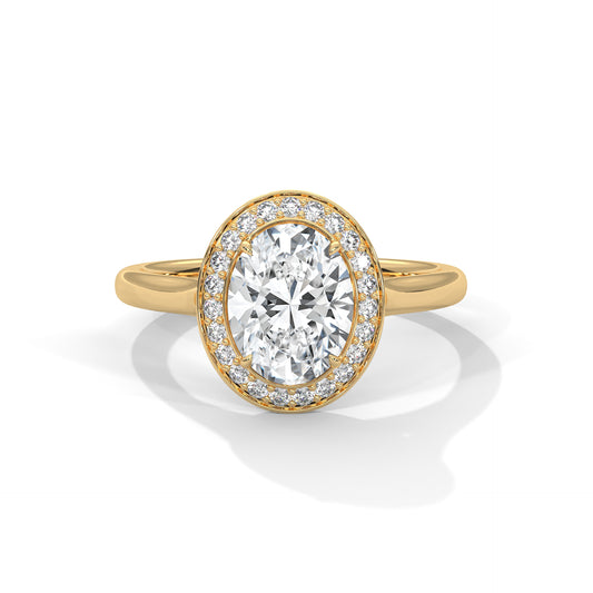 2 Carat Oval Cut Solitaire Lab Diamond Halo Engagement Ring