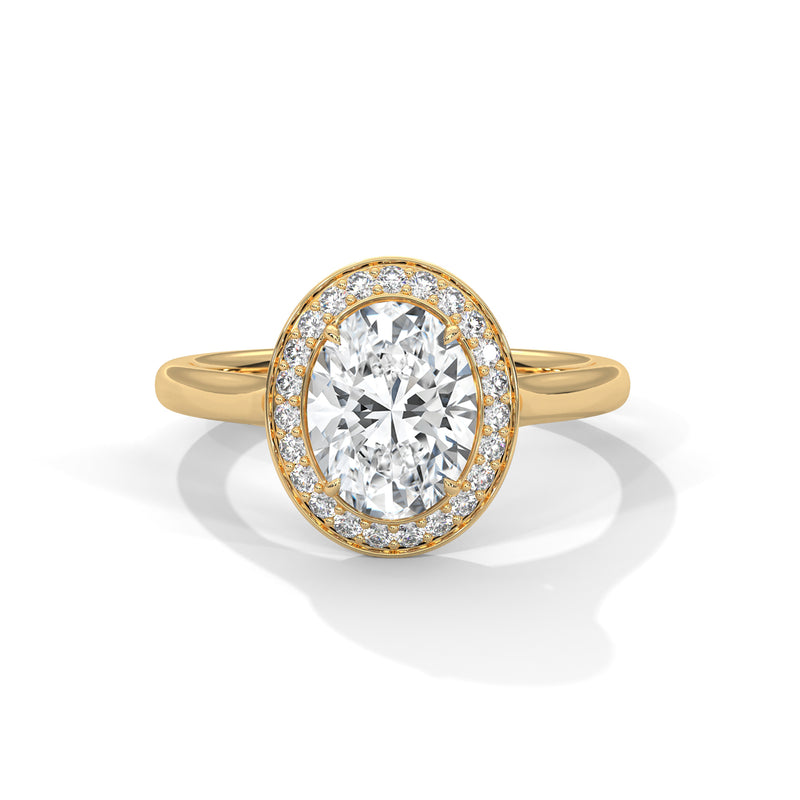 2 Carat Oval Cut Solitaire Lab Diamond Halo Engagement Ring