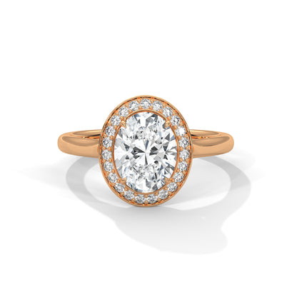 2 Carat Oval Cut Solitaire Lab Diamond Halo Engagement Ring