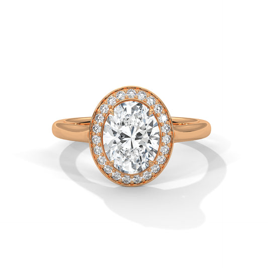 2 Carat Oval Cut Solitaire Lab Diamond Halo Engagement Ring