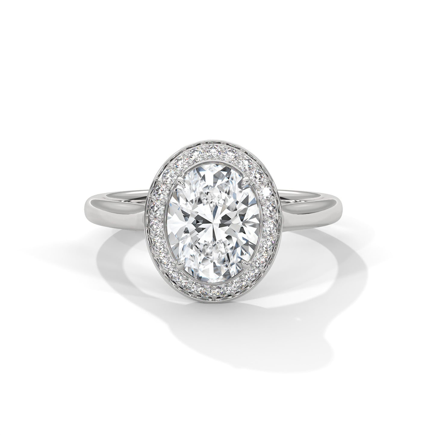 2 Carat Oval Cut Solitaire Lab Diamond Halo Engagement Ring