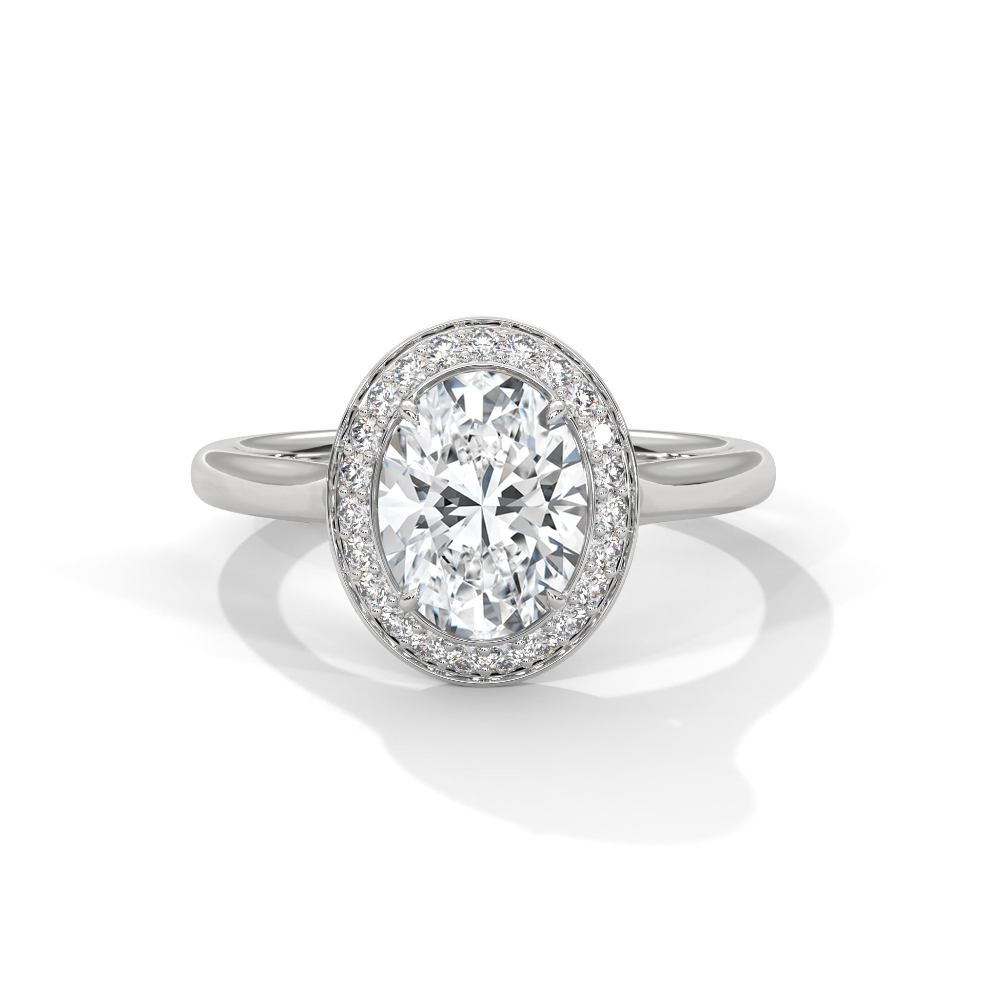 2 Carat Oval Cut Solitaire Lab Diamond Halo Engagement Ring