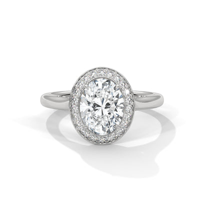 2 Carat Oval Cut Solitaire Lab Diamond Halo Engagement Ring