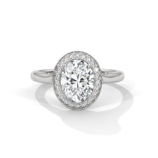 2 Carat Oval Cut Solitaire Lab Diamond Halo Engagement Ring