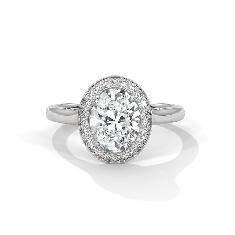 2 Carat Oval Cut Solitaire Lab Diamond Halo Engagement Ring