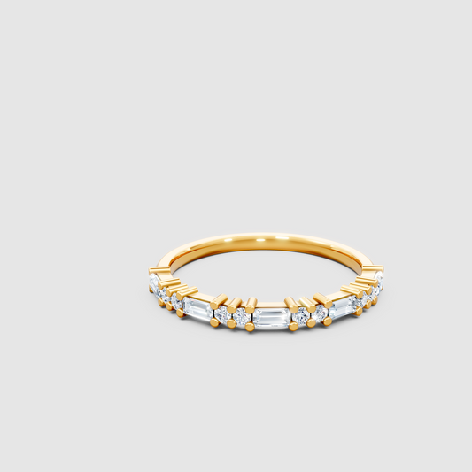 Baguette And Round Diamond Band – Lab Grown Diamond Finger Ring