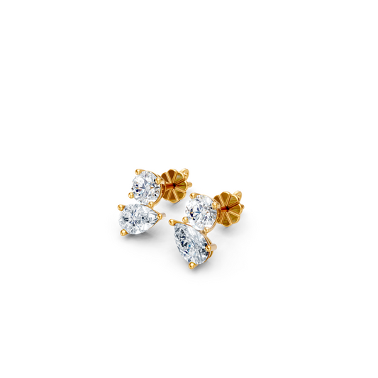 Premium Two Stone Chic Lab Diamond Earrings