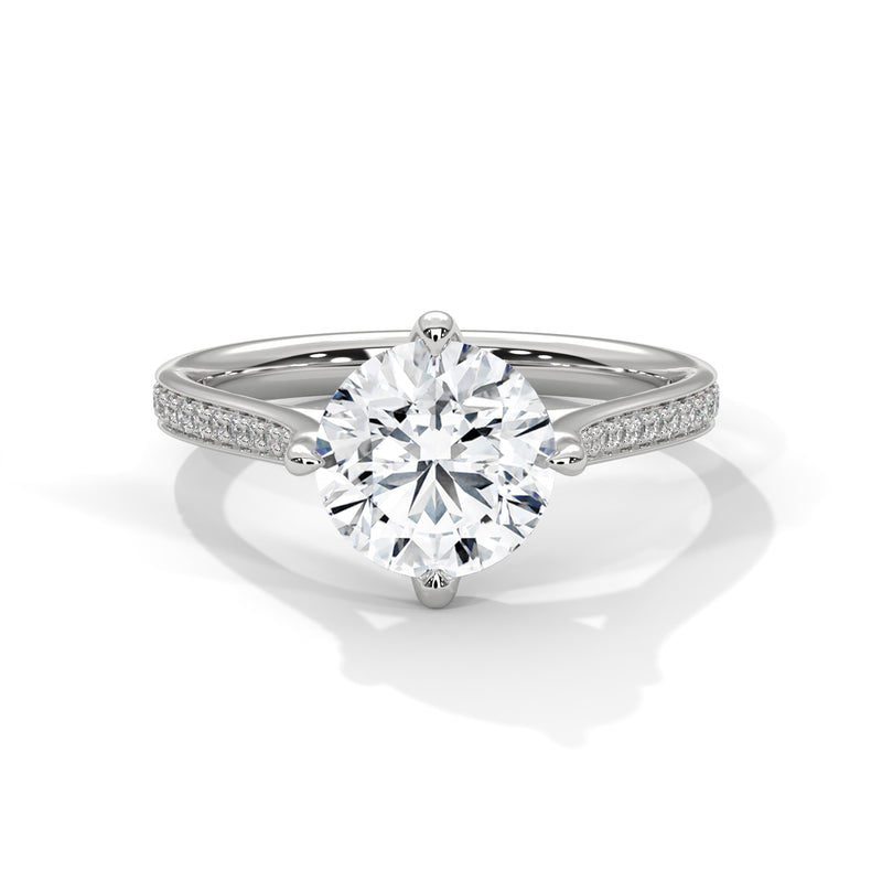 Solitaire 2 Carat Round Lab Diamond with Side Accents Engagement Ring