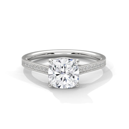 Seductive 2 Carat Cushion Solitaire Lab Diamond Ring
