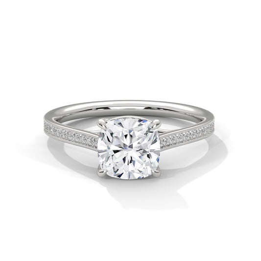 Seductive 2 Carat Cushion Solitaire Lab Diamond Ring