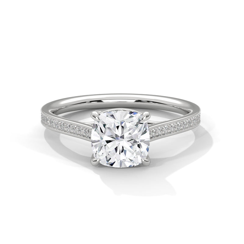 Seductive 2 Carat Cushion Solitaire Lab Diamond Ring