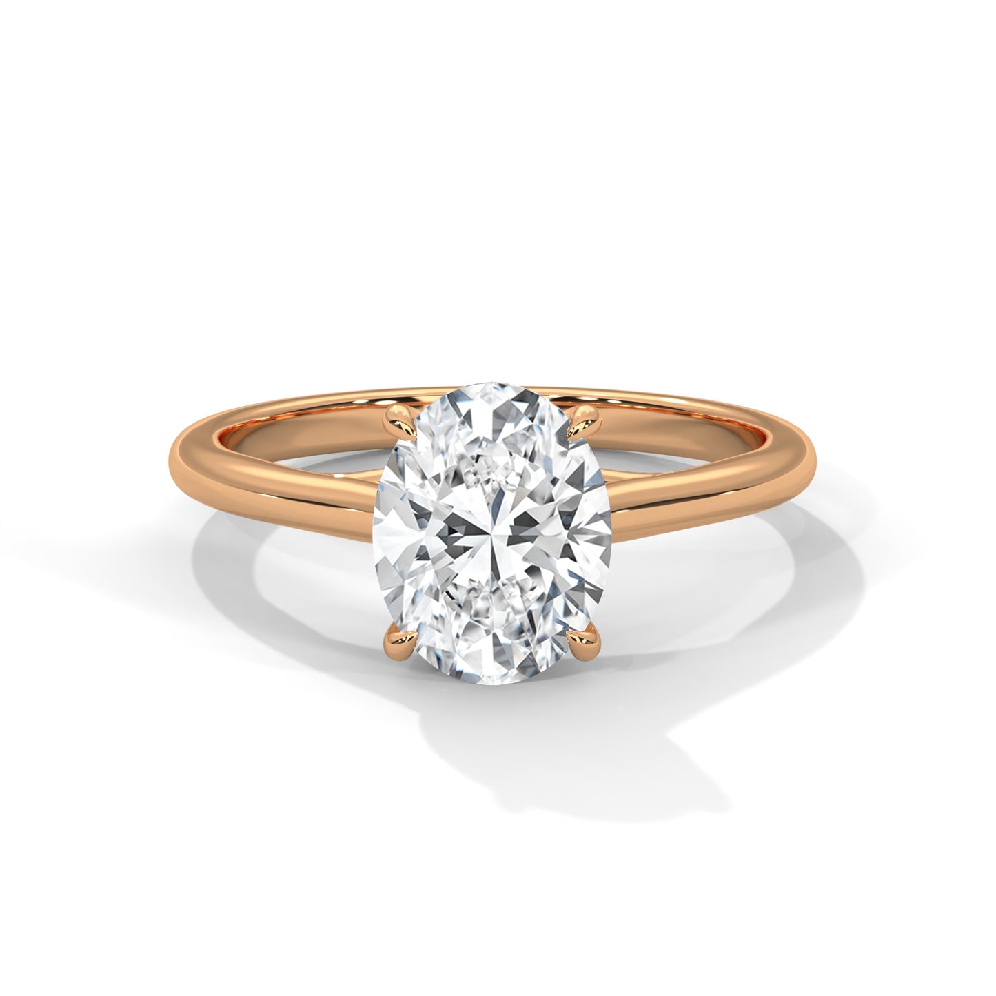 2 Carat Oval Shape Simple Solitaire Ring in Lab Diamond