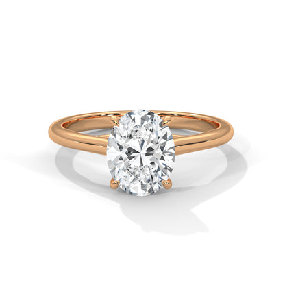 2 Carat Oval Shape Simple Solitaire Ring in Lab Diamond