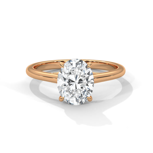 2 Carat Oval Shape Simple Solitaire Ring in Lab Diamond