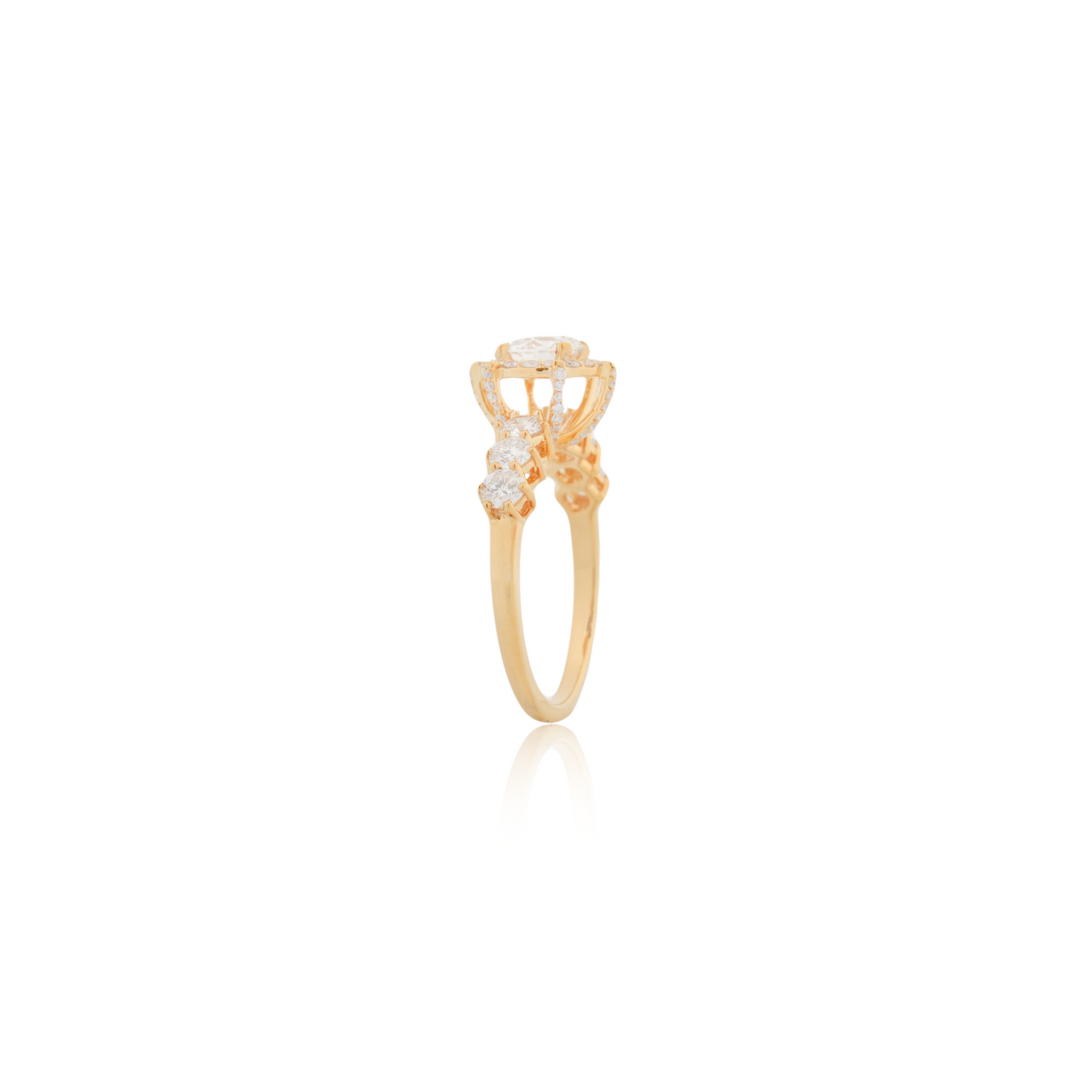 Sparkling 1.55 Carat Lab-Grown Halo Diamond Ring in Gold