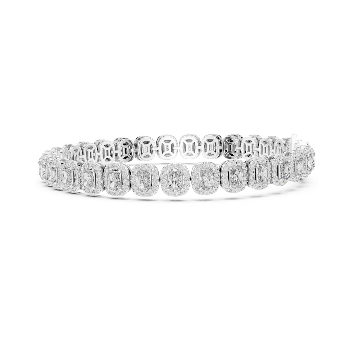Graceful Glow Radiant Lab Diamond Halo Tennis Bracelet for Ladies of Positivity & Power