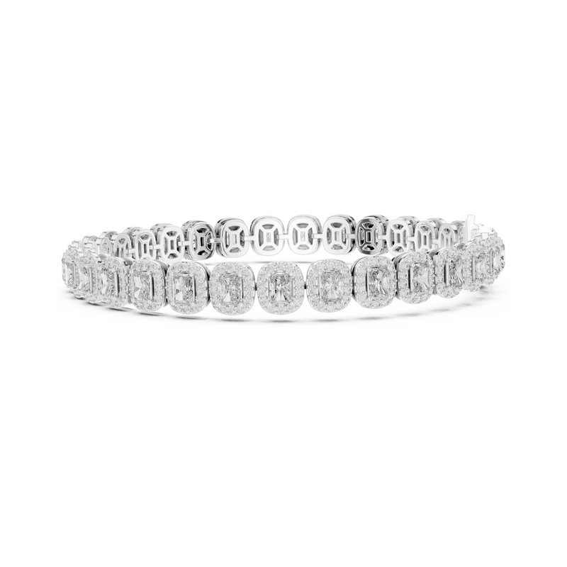 Graceful Glow Radiant Lab Diamond Halo Tennis Bracelet for Ladies of Positivity & Power