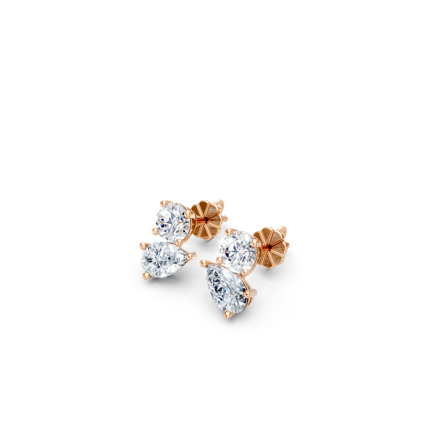 Premium Two Stone Chic Lab Diamond Earrings