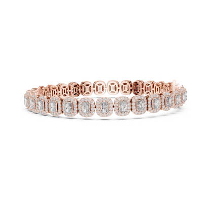 Graceful Glow Radiant Lab Diamond Halo Tennis Bracelet for Ladies of Positivity & Power