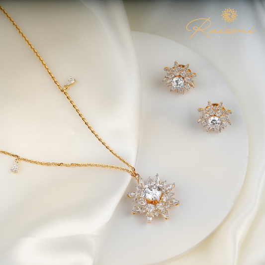 Aura Detachable Lab Diamond Pendant with Matching Studs Set