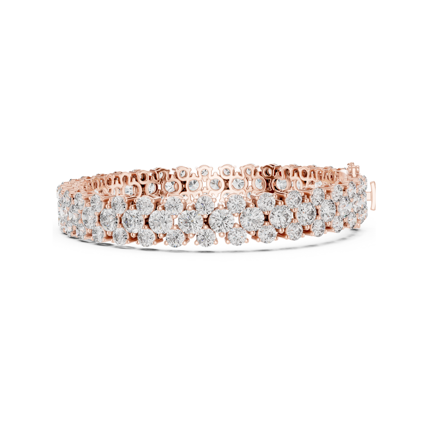 Diva's Desire Elite Lab Diamond Three Layer Round Cut Brilliance Bracelet