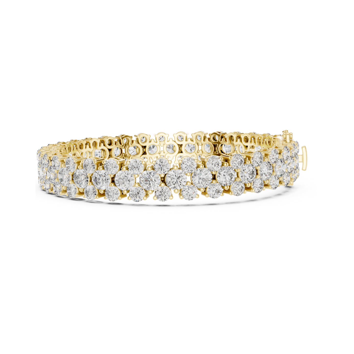 Diva's Desire Elite Lab Diamond Three Layer Round Cut Brilliance Bracelet