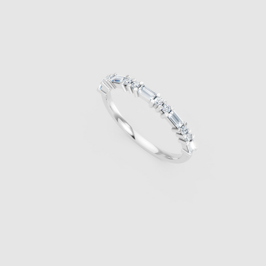 Baguette And Round Diamond Band – Lab Grown Diamond Finger Ring