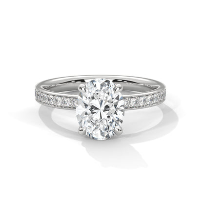 2 Carat Oval Lab Grown Diamond Solitaire Ring For Wedding