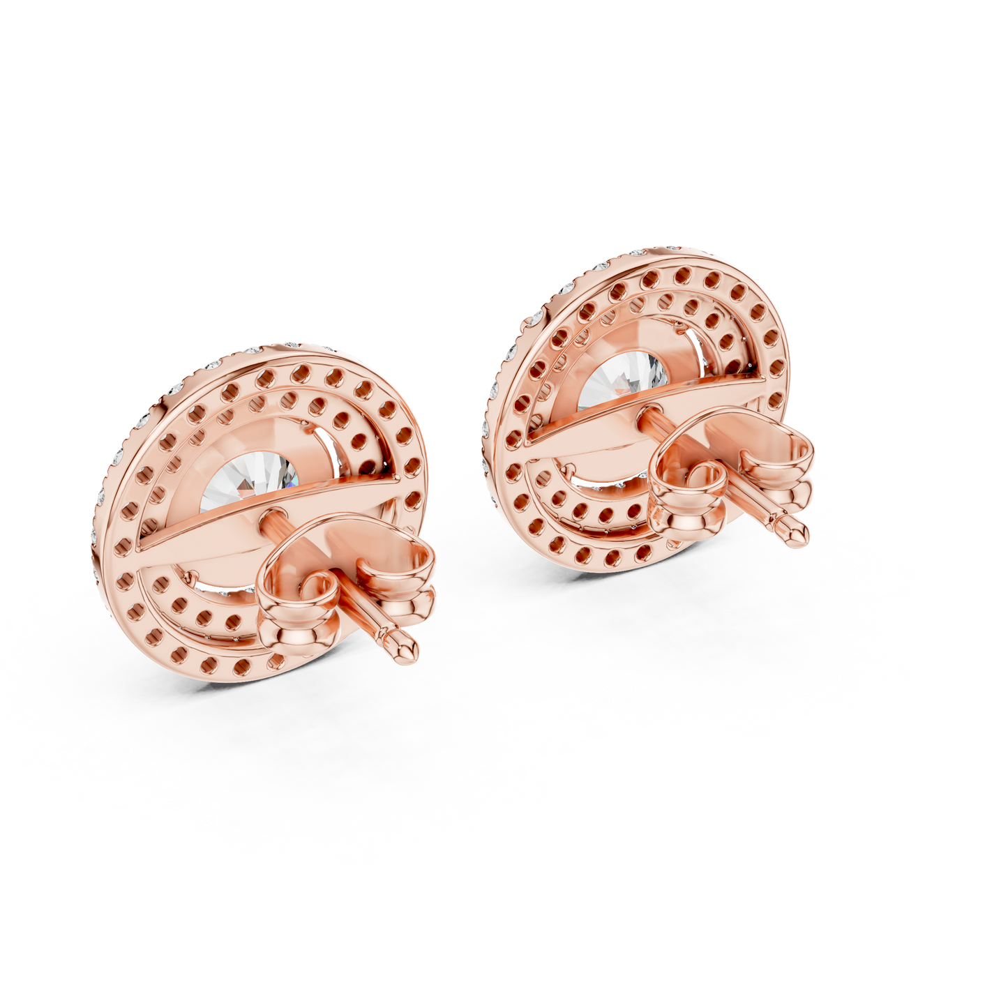 Glamorous Halo Round Lab Diamond Stud Earrings – Premium Double Halo Style for Women