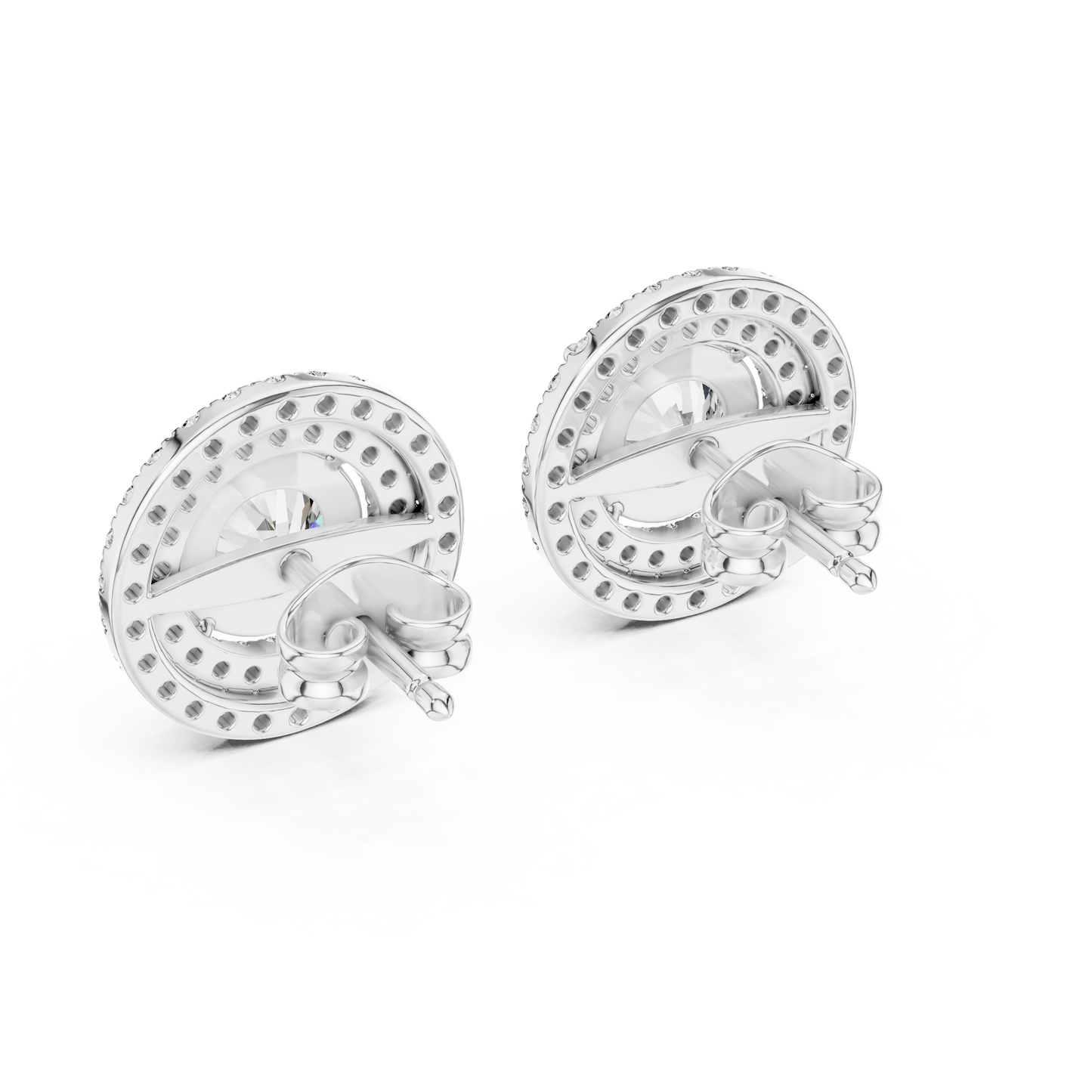 Glamorous Halo Round Lab Diamond Stud Earrings – Premium Double Halo Style for Women