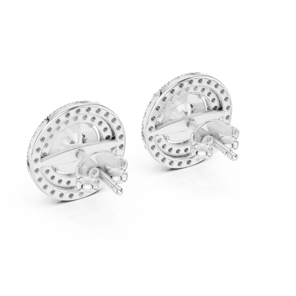 Glamorous Halo Round Lab Diamond Stud Earrings – Premium Double Halo Style for Women