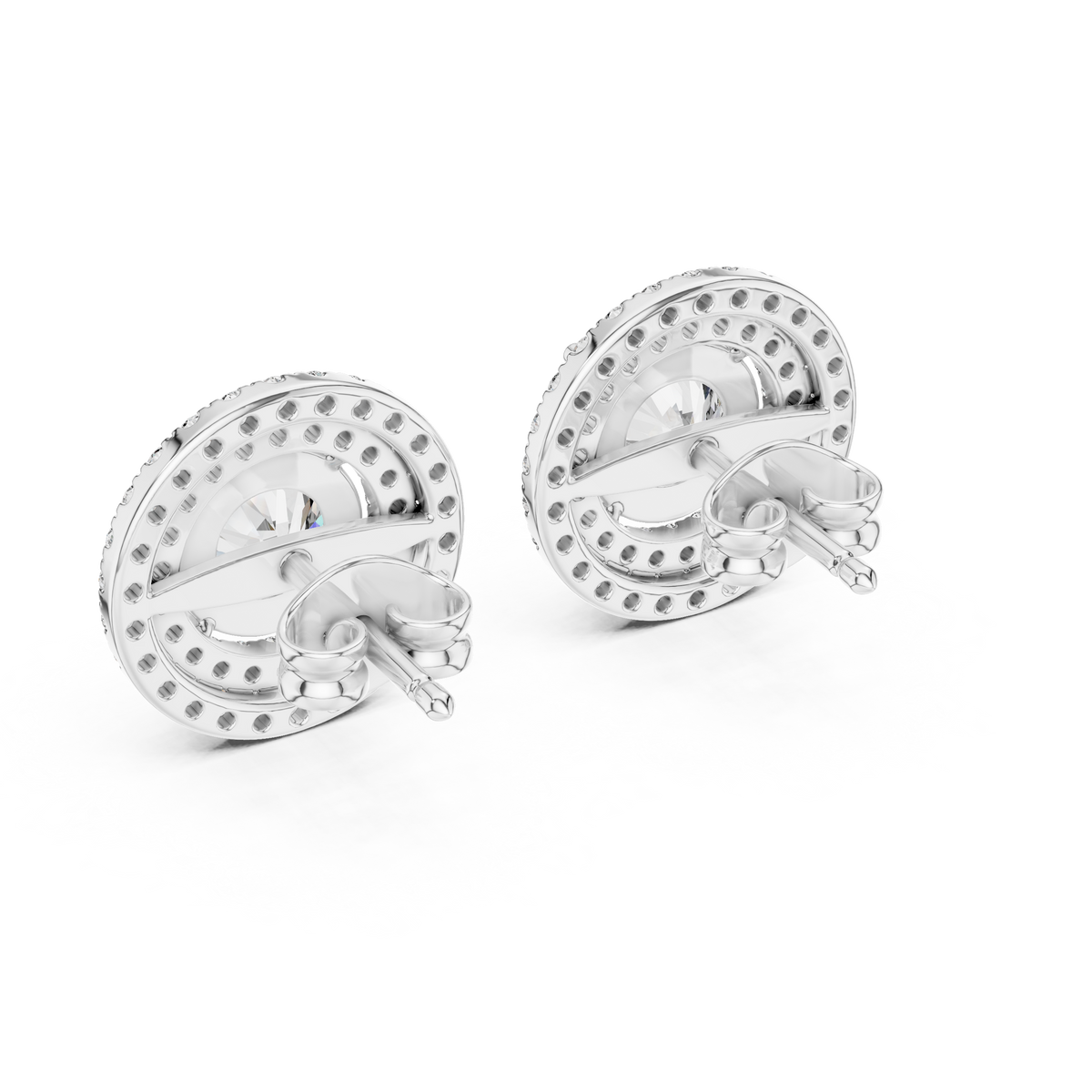 Glamorous Halo Round Lab Diamond Stud Earrings – Premium Double Halo Style for Women