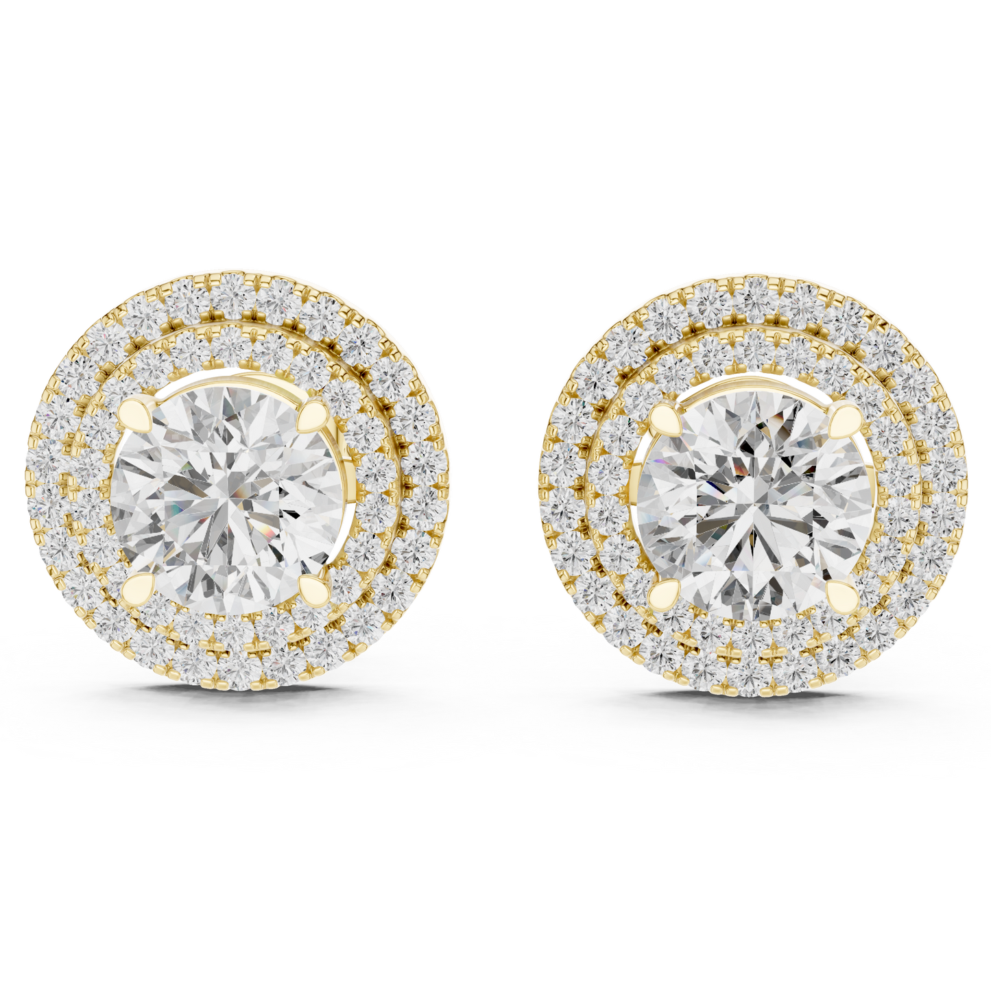 Glamorous Halo Round Lab Diamond Stud Earrings – Premium Double Halo Style for Women