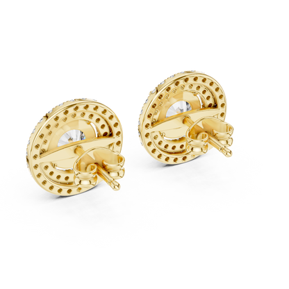 Glamorous Halo Round Lab Diamond Stud Earrings – Premium Double Halo Style for Women