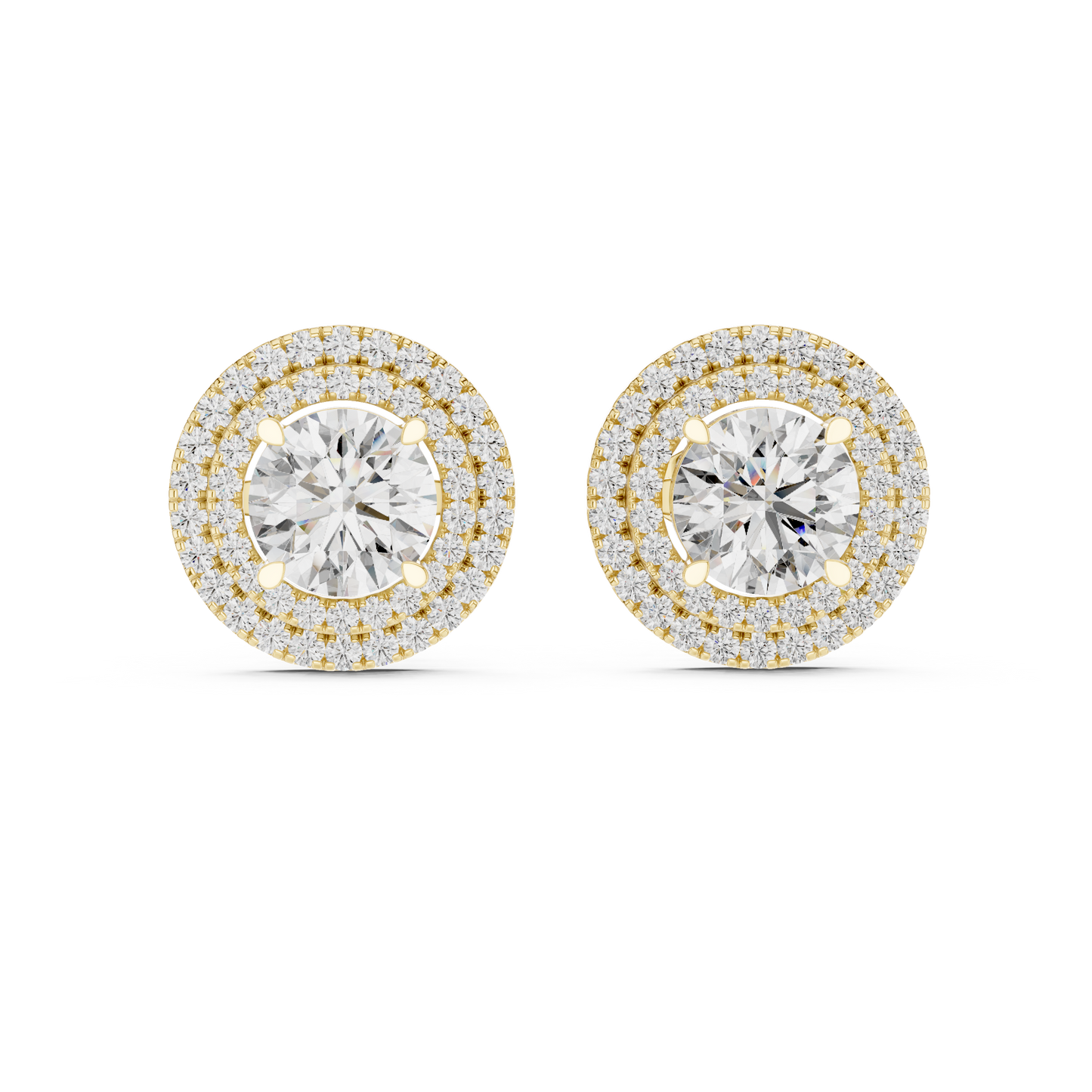 Glamorous Halo Round Lab Diamond Stud Earrings – Premium Double Halo Style for Women