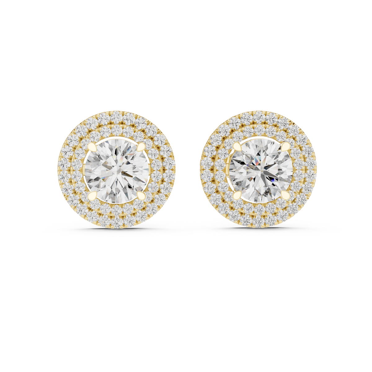 Glamorous Halo Round Lab Diamond Stud Earrings – Premium Double Halo Style for Women