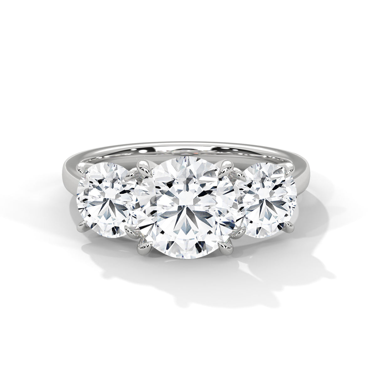 Three Stone 3.6 Carat Round Lab Diamond Engagement Ring For Women