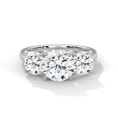 Three Stone 3.6 Carat Round Lab Diamond Engagement Ring For Women