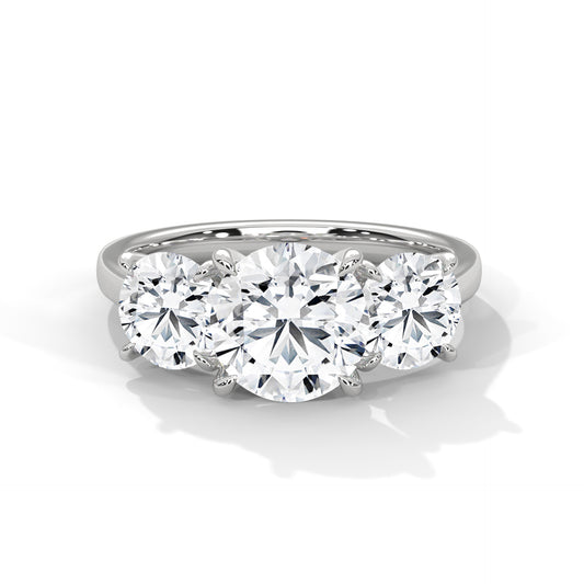 Three Stone 3.6 Carat Round Lab Diamond Engagement Ring For Women