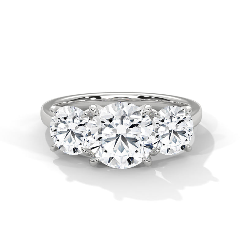 Three Stone 3.6 Carat Round Lab Diamond Engagement Ring For Women